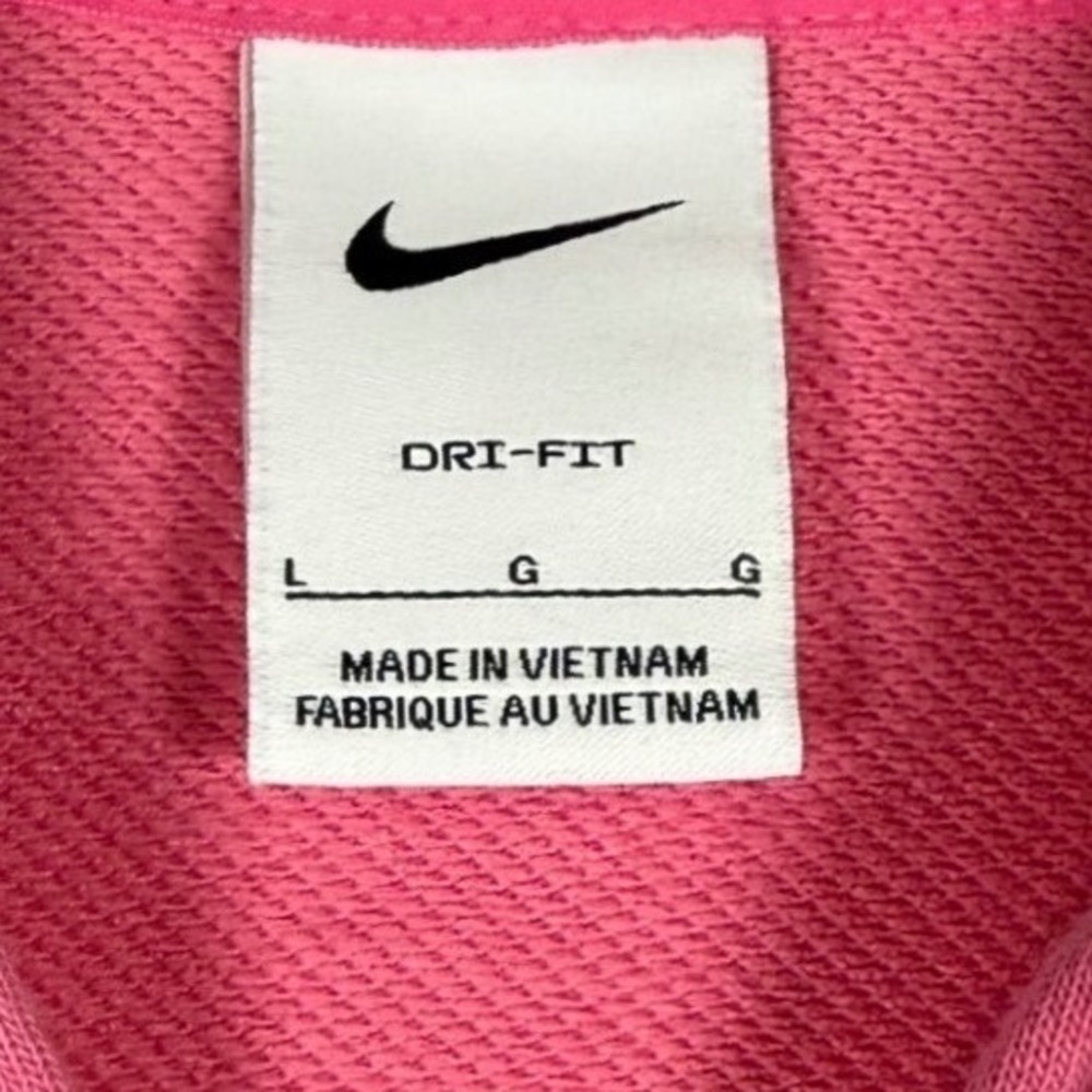 NIKE Dri Fit Women's 1/2 Zip Cropped Hoodie, Oversized Pink, Embroidered, Size L - Picture 4 of 7